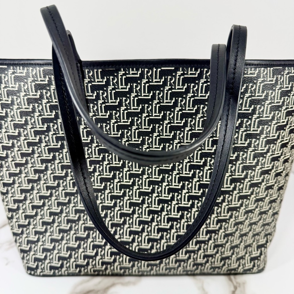 Ralph Lauren Collins Coated Canvas Monogram Large Handbag Purse Shoulder Bag - Picture 11 of 14